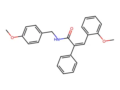3-(2-methoxyphenyl)-N-[(4-methoxyphenyl)methyl]-2-phenylprop-2-enamide structure