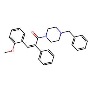 (Z)-1-(4-benzylpiperazino)-3-(2-methoxyphenyl)-2-phenyl-2-propen-1-one structure