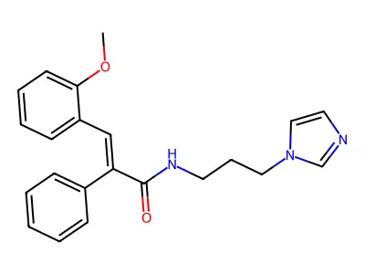 N-(3-imidazol-1-ylpropyl)-3-(2-methoxyphenyl)-2-phenylprop-2-enamide structure