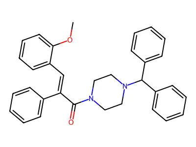 1-[4-(Diphenylmethyl)-1-piperazinyl]-3-(2-methoxyphenyl)-2-phenyl-2-propen-1-one structure