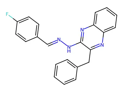 3-benzyl-N-[(4-fluorophenyl)methylideneamino]quinoxalin-2-amine structure