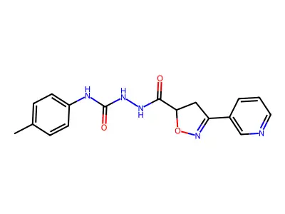N-(4-methylphenyl)-2-{[3-(3-pyridinyl)-4,5-dihydro-5-isoxazolyl]carbonyl}-1-hydrazinecarboxamide structure