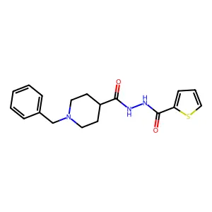 1-benzyl-N'-(thiophene-2-carbonyl)piperidine-4-carbohydrazide structure