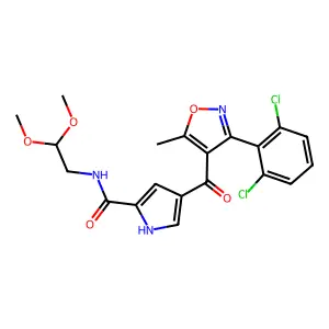 4-[3-(2,6-dichlorophenyl)-5-methyl-1,2-oxazole-4-carbonyl]-N-(2,2-dimethoxyethyl)-1H-pyrrole-2-carboxamide structure