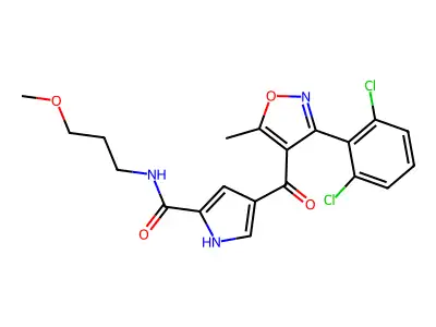 4-[3-(2,6-dichlorophenyl)-5-methyl-1,2-oxazole-4-carbonyl]-N-(3-methoxypropyl)-1H-pyrrole-2-carboxamide structure