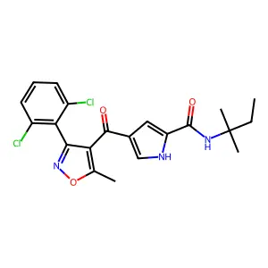 4-[3-(2,6-dichlorophenyl)-5-methyl-1,2-oxazole-4-carbonyl]-N-(2-methylbutan-2-yl)-1H-pyrrole-2-carboxamide structure