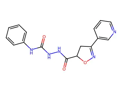 N-phenyl-2-{[3-(3-pyridinyl)-4,5-dihydro-5-isoxazolyl]carbonyl}-1-hydrazinecarboxamide structure