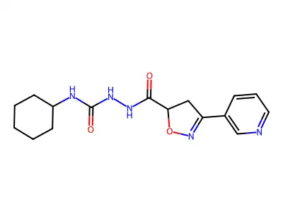 N-cyclohexyl-2-{[3-(3-pyridinyl)-4,5-dihydro-5-isoxazolyl]carbonyl}-1-hydrazinecarboxamide structure