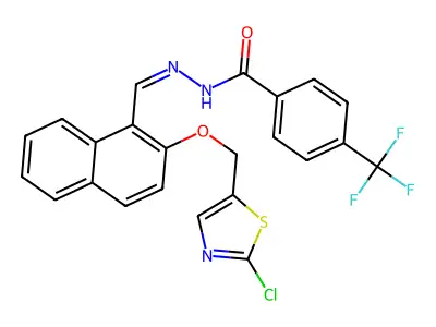 N'-((Z)-{2-[(2-chloro-1,3-thiazol-5-yl)methoxy]-1-naphthyl}methylidene)-4-(trifluoromethyl)benzenecarbohydrazide structure