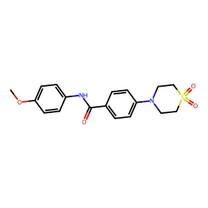 4-(1,1-dioxo-1lambda~6~,4-thiazinan-4-yl)-N-(4-methoxyphenyl)benzenecarboxamide structure