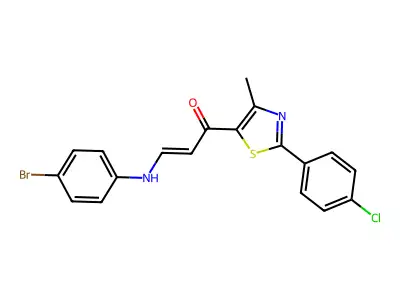 (E)-3-(4-bromoanilino)-1-[2-(4-chlorophenyl)-4-methyl-1,3-thiazol-5-yl]-2-propen-1-one structure