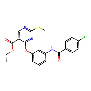 ethyl 4-{3-[(4-chlorobenzoyl)amino]phenoxy}-2-(methylsulfanyl)-5-pyrimidinecarboxylate structure