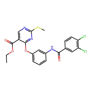 ethyl 4-{3-[(3,4-dichlorobenzoyl)amino]phenoxy}-2-(methylsulfanyl)-5-pyrimidinecarboxylate structure