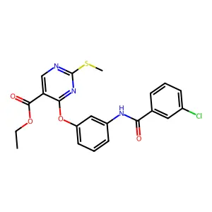 ethyl 4-{3-[(3-chlorobenzoyl)amino]phenoxy}-2-(methylsulfanyl)-5-pyrimidinecarboxylate structure