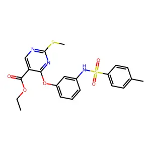 ethyl 4-(3-{[(4-methylphenyl)sulfonyl]amino}phenoxy)-2-(methylsulfanyl)-5-pyrimidinecarboxylate structure