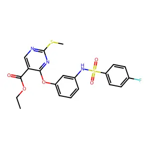 ethyl 4-(3-{[(4-fluorophenyl)sulfonyl]amino}phenoxy)-2-(methylsulfanyl)-5-pyrimidinecarboxylate structure
