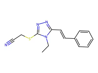 2-{[4-ethyl-5-(2-phenylethenyl)-4H-1,2,4-triazol-3-yl]sulfanyl}acetonitrile structure