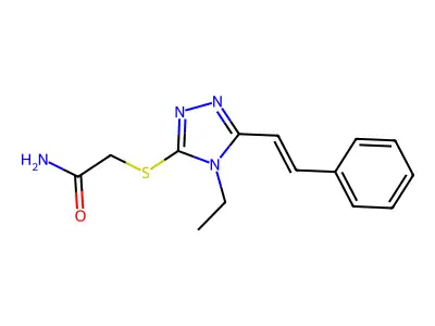2-[[4-Ethyl-5-(2-phenylethenyl)-1,2,4-triazol-3-yl]sulfanyl]acetamide structure