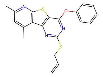 2-(Allylsulfanyl)-7,9-dimethyl-4-phenoxypyrido[3',2':4,5]thieno[3,2-d]pyrimidine structure