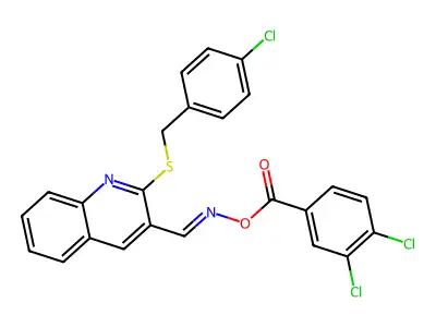 [[2-[(4-chlorophenyl)methylsulfanyl]quinolin-3-yl]methylideneamino] 3,4-dichlorobenzoate structure