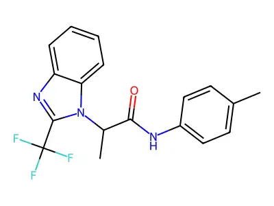 N-(4-methylphenyl)-2-[2-(trifluoromethyl)-1H-1,3-benzimidazol-1-yl]propanamide structure