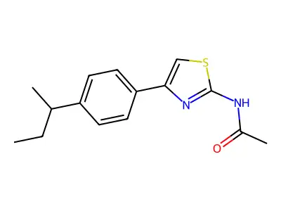 N-{4-[4-(butan-2-yl)phenyl]-1,3-thiazol-2-yl}acetamide structure