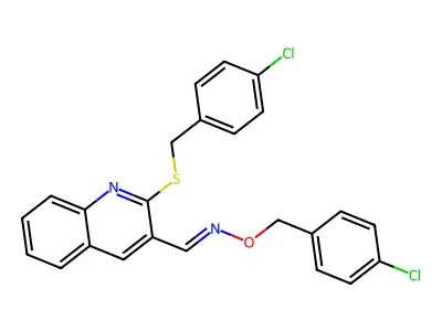 N-[(4-chlorophenyl)methoxy]-1-[2-[(4-chlorophenyl)methylsulfanyl]quinolin-3-yl]methanimine structure