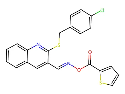 [[2-[(4-chlorophenyl)methylsulfanyl]quinolin-3-yl]methylideneamino] Thiophene-2-carboxylate structure
