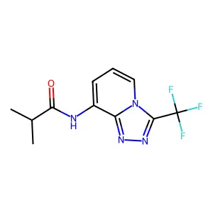 2-methyl-N-[3-(trifluoromethyl)-[1,2,4]triazolo[4,3-a]pyridin-8-yl]propanamide structure