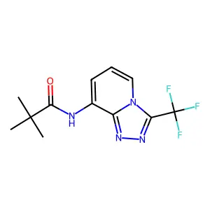 2,2-dimethyl-N-[3-(trifluoromethyl)[1,2,4]triazolo[4,3-a]pyridin-8-yl]propanamide structure