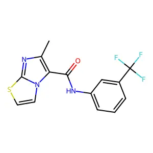 6-methyl-N-[3-(trifluoromethyl)phenyl]imidazo[2,1-b][1,3]thiazole-5-carboxamide structure