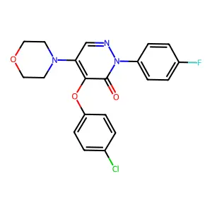 4-(4-chlorophenoxy)-2-(4-fluorophenyl)-5-morpholino-3(2H)-pyridazinone structure