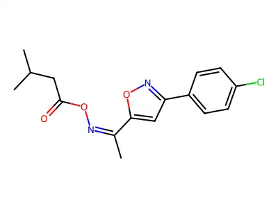 [1-[3-(4-Chlorophenyl)-1,2-oxazol-5-yl]ethylideneamino] 3-methylbutanoate structure