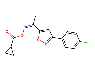 [1-[3-(4-Chlorophenyl)-1,2-oxazol-5-yl]ethylideneamino] cyclopropanecarboxylate structure