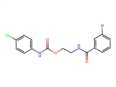 2-[(3-bromobenzoyl)amino]ethyl N-(4-chlorophenyl)carbamate structure