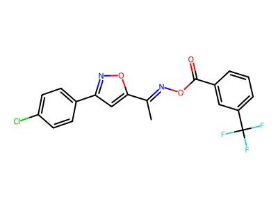 [1-[3-(4-chlorophenyl)-1,2-oxazol-5-yl]ethylideneamino] 3-(trifluoromethyl)benzoate structure