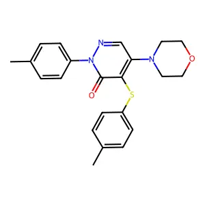 2-(4-methylphenyl)-4-[(4-methylphenyl)sulfanyl]-5-morpholino-3(2H)-pyridazinone structure