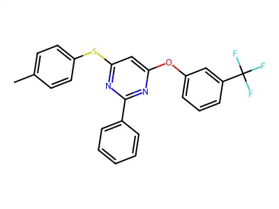 4-(4-Methylphenyl)sulfanyl-2-phenyl-6-[3-(trifluoromethyl)phenoxy]pyrimidine structure