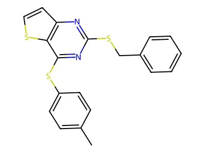 2-(Benzylsulfanyl)-4-[(4-methylphenyl)sulfanyl]thieno[3,2-d]pyrimidine structure