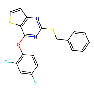 2-(Benzylsulfanyl)-4-(2,4-difluorophenoxy)thieno[3,2-d]pyrimidine structure