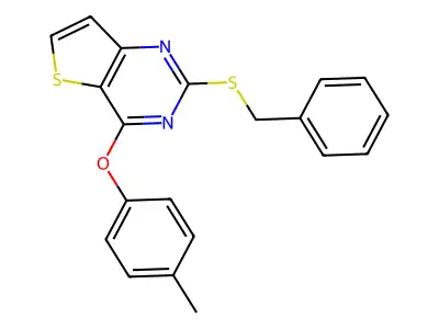 2-(Benzylsulfanyl)-4-(4-methylphenoxy)thieno[3,2-d]pyrimidine structure