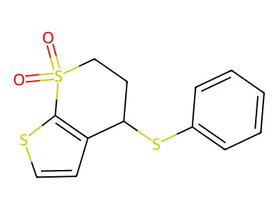 4-phenylsulfanyl-5,6-dihydro-4H-thieno[2,3-b]thiopyran 7,7-dioxide structure