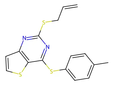 2-(Allylsulfanyl)-4-[(4-methylphenyl)sulfanyl]thieno[3,2-d]pyrimidine structure