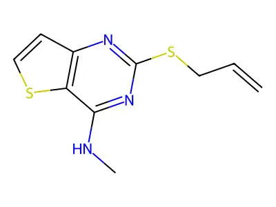 2-(allylsulfanyl)-N-methylthieno[3,2-d]pyrimidin-4-amine structure