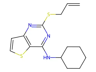 2-(allylsulfanyl)-N-cyclohexylthieno[3,2-d]pyrimidin-4-amine structure