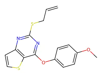 2-(Allylsulfanyl)-4-(4-methoxyphenoxy)thieno[3,2-d]pyrimidine structure