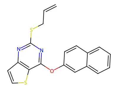2-(Allylsulfanyl)-4-(2-naphthyloxy)thieno[3,2-d]pyrimidine structure
