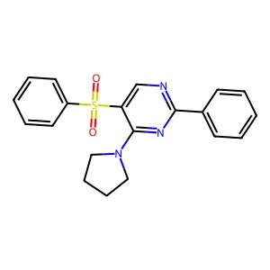 2-Phenyl-5-(phenylsulfonyl)-4-(1-pyrrolidinyl)pyrimidine structure