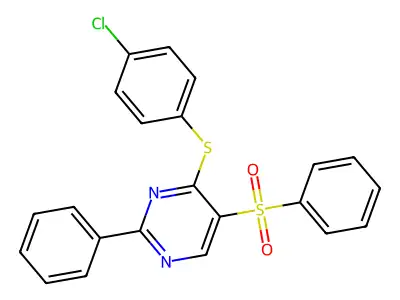 4-[(4-Chlorophenyl)sulfanyl]-2-phenyl-5-pyrimidinyl phenyl sulfone structure