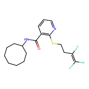 N-cyclooctyl-2-[(3,4,4-trifluoro-3-butenyl)sulfanyl]nicotinamide structure